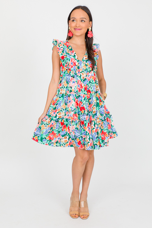 Felicia Floral Dress, Kelly Green