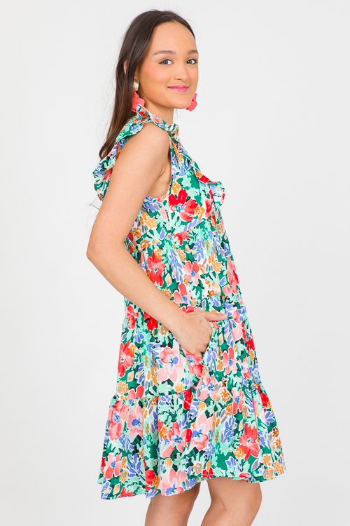 Felicia Floral Dress, Kelly Green