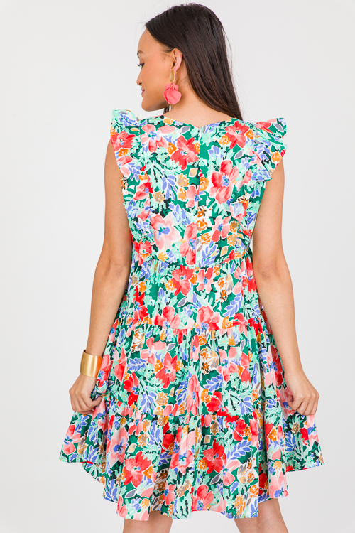 Felicia Floral Dress, Kelly Green