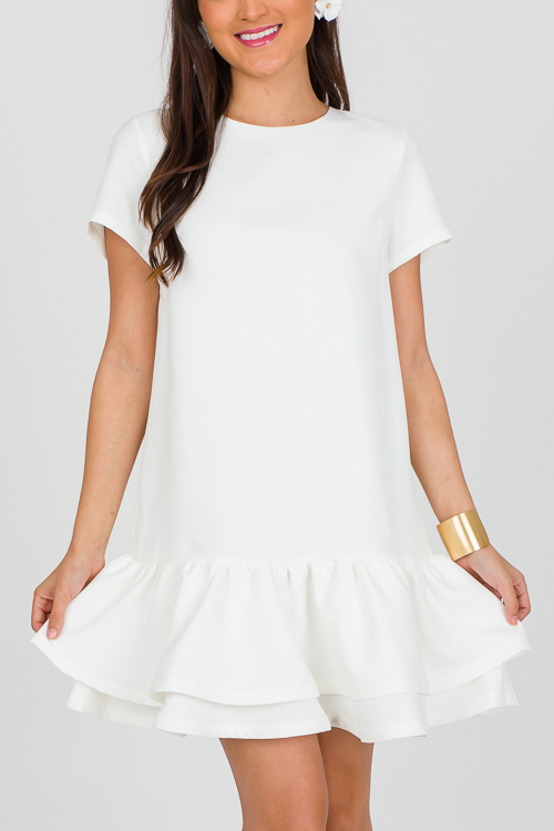 Ruffle Hem Dress, White