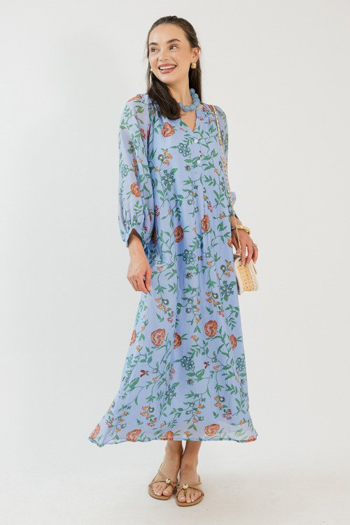 Flowy Floral Maxi, Blue - New Arrivals - The Blue Door Boutique