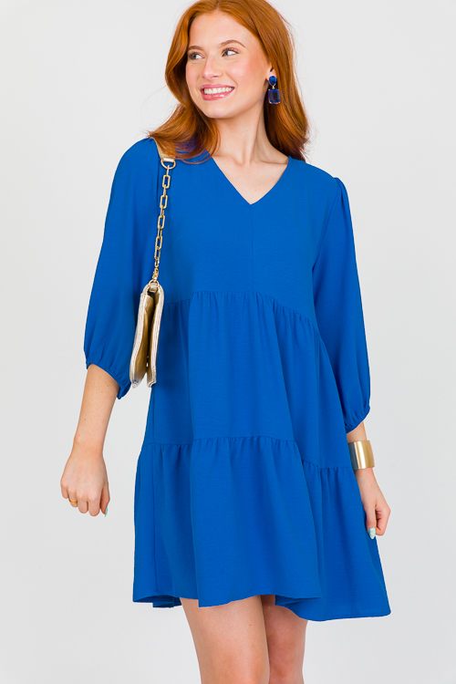 Lonnie Tiered Dress, Royal Blue