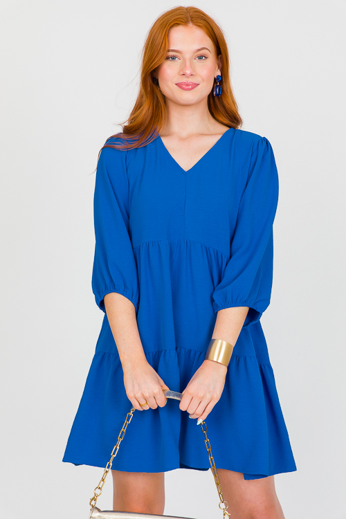 Lonnie Tiered Dress, Royal Blue