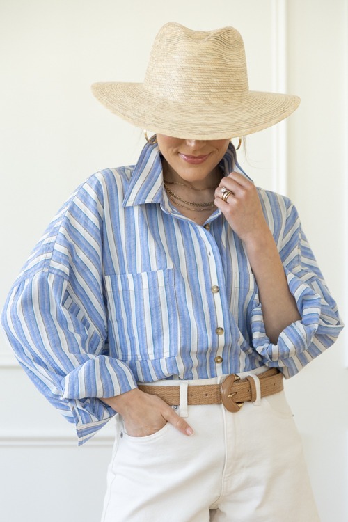 Casual Striped Shirt, Blue - 0421-129h.jpg