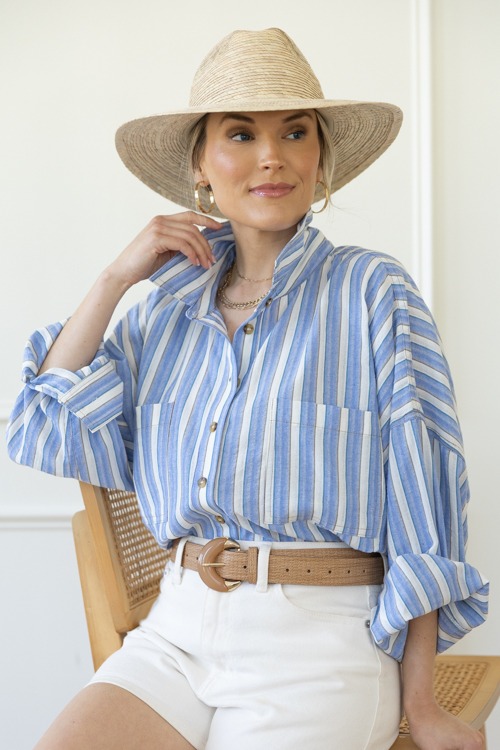 Casual Striped Shirt, Blue - 0421-133.jpg