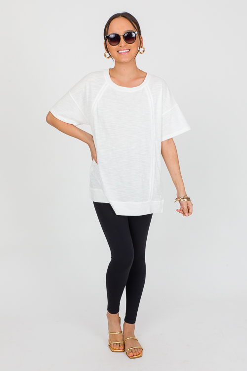 Ladder Trim Tee, White