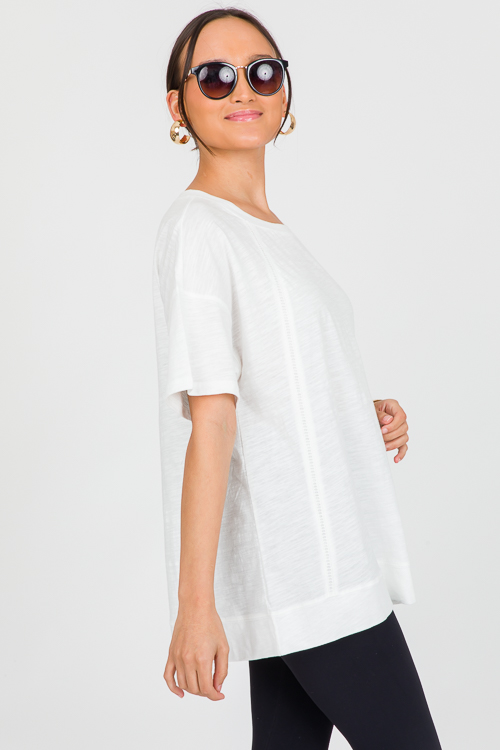 Ladder Trim Tee, White