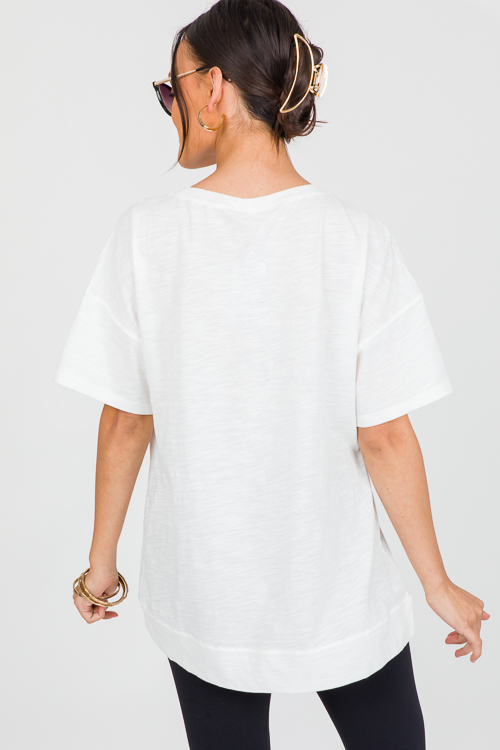 Ladder Trim Tee, White