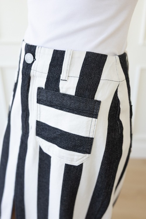 Seeing Stripes Slit Skirt, Black - 0421-203.jpg