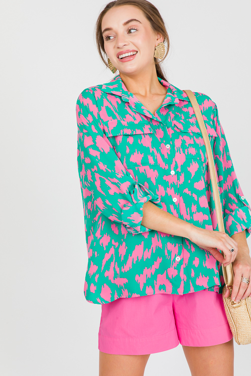 Abstract Button Down, Emerald M