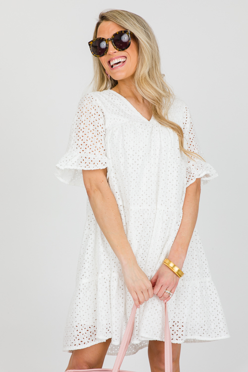 Sonya Eyelet Dress, White