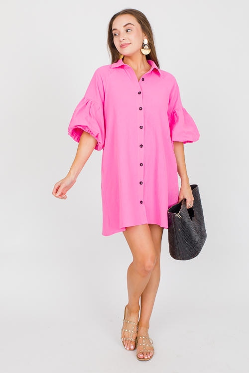Bubble Sleeves Shirt Dress, Pin