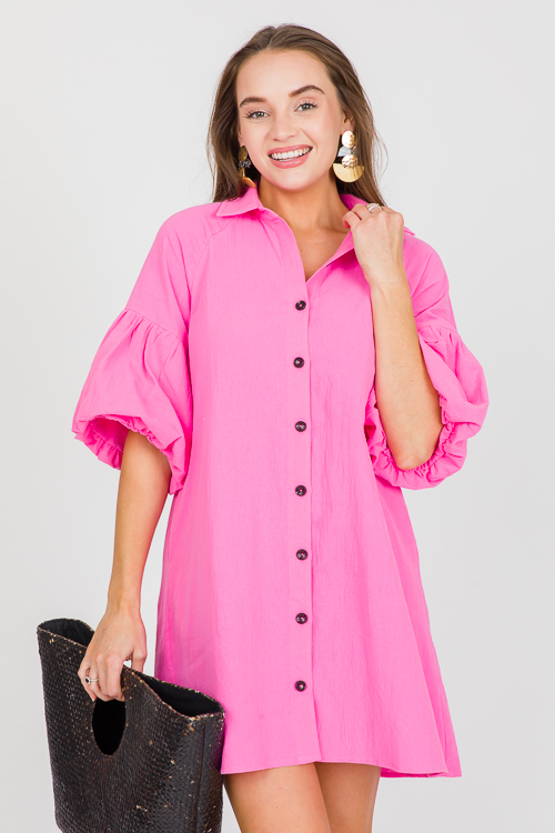 Bubble Sleeves Shirt Dress, Pin
