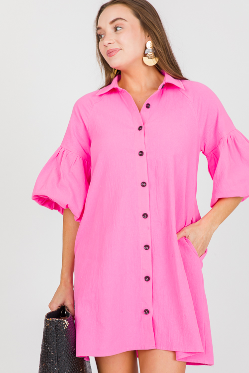 Bubble Sleeves Shirt Dress, Pin