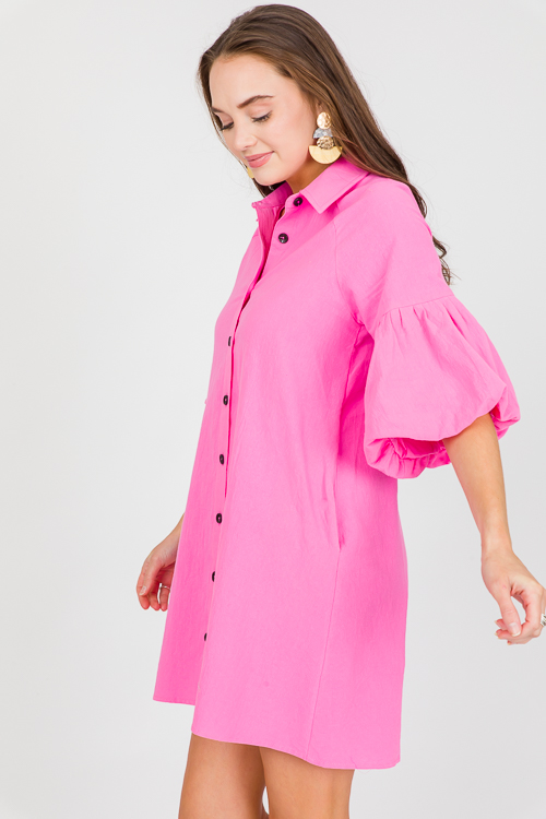 Bubble Sleeves Shirt Dress, Pin
