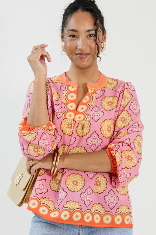 Pink Multicolor Top Color Burst Top, Pink Multi - New Arrivals - The Blue Door Boutique