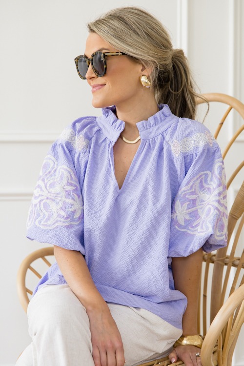 Embroidery Texture Blouse, Lavender