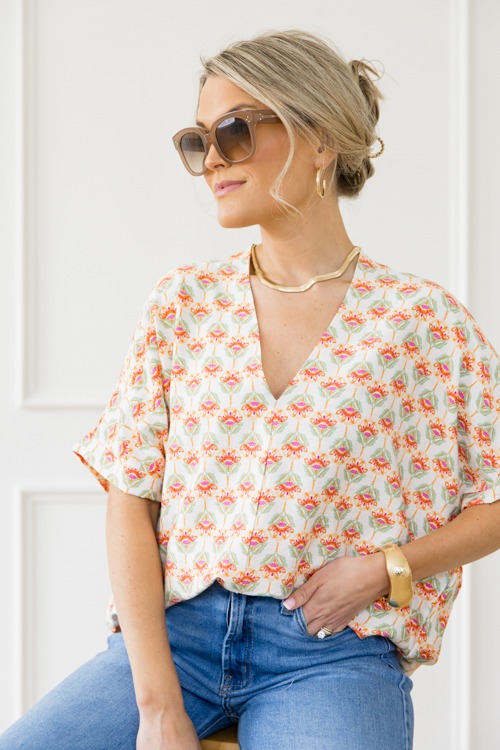 Floral Oversized Blouse, Off White