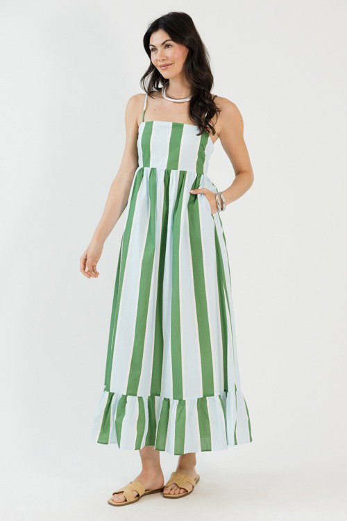 chinese dress ladies Cami Maxi Dress in Awning Stripe – Rosie Assoulin main image 1