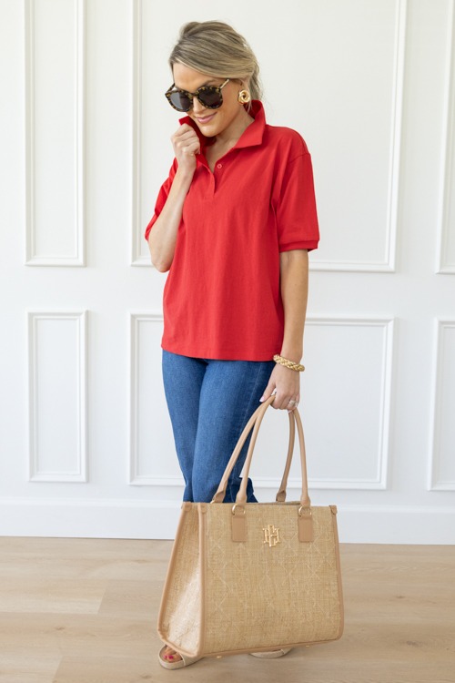Relaxed Polo Top, Red - 0424-120.jpg