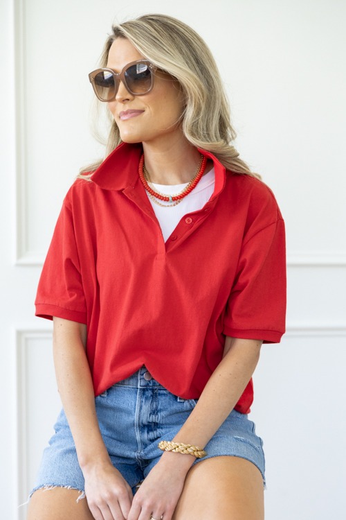 Relaxed Polo Top, Red - 0424-130.jpg