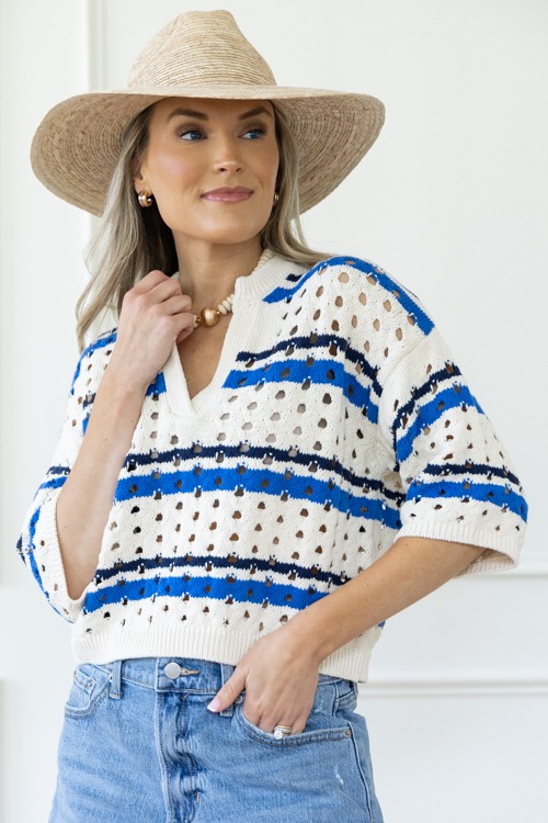 Split Neck Stripe Sweater, Blue - 0424-26h.jpg