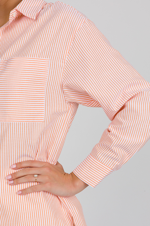 Oxford Stripe Shirt, Orange