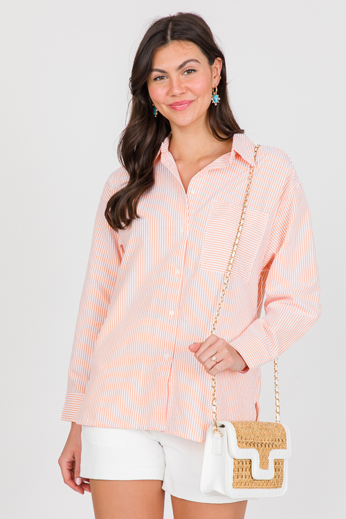Oxford Stripe Shirt, Orange