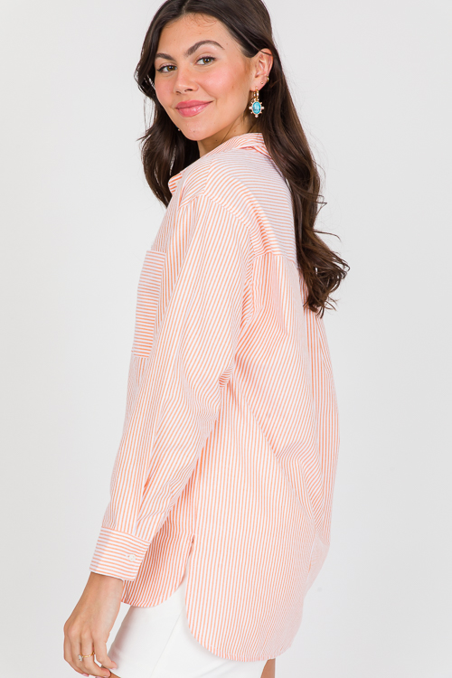 Oxford Stripe Shirt, Orange