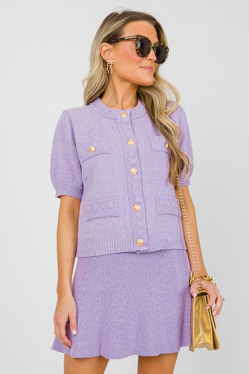 Gold Button SS Sweater, Lavender