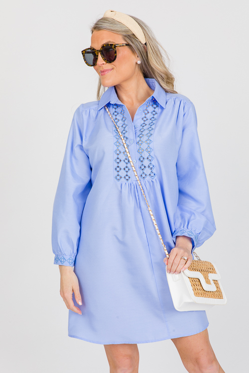 Diamond Daze Shirt Dress, Lt. Blue