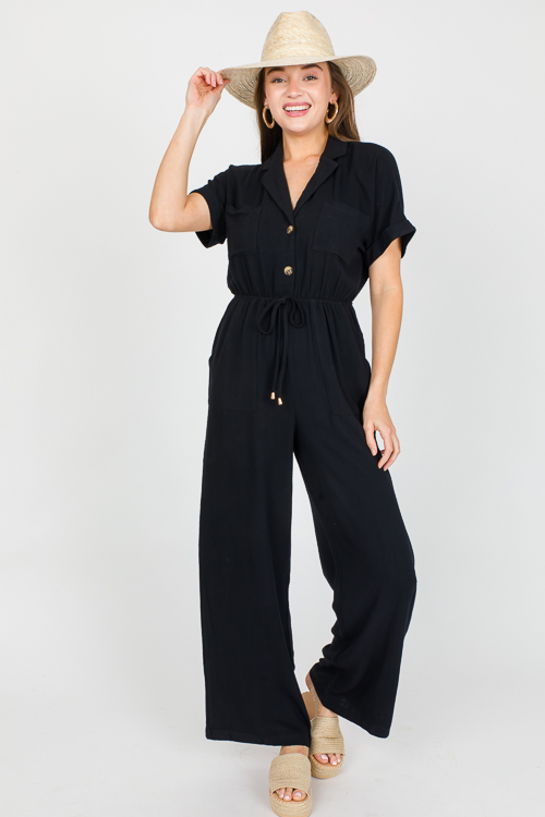 Jana Linen Jumpsuit, Black