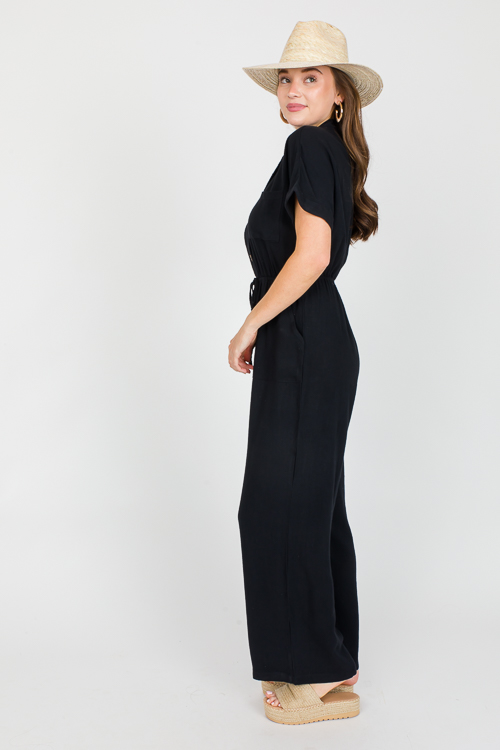 Jana Linen Jumpsuit, Black