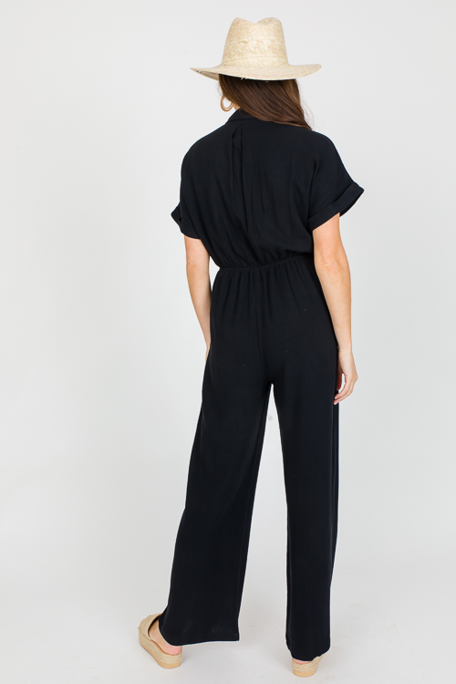 Jana Linen Jumpsuit, Black