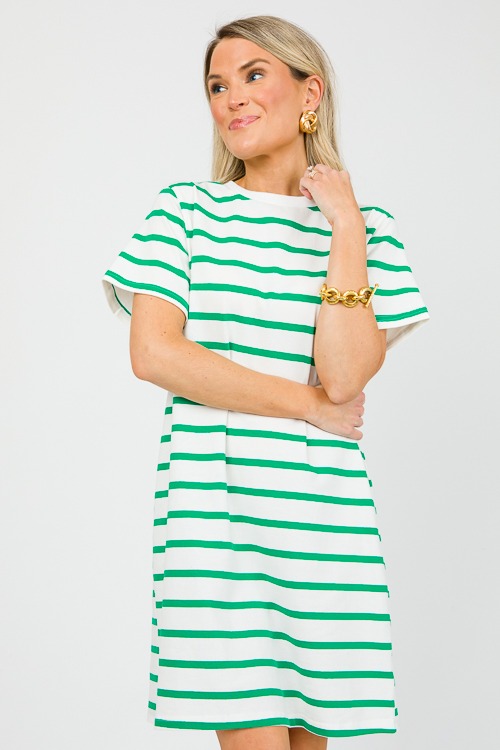 Anna Stripe T-shirt Dress, Green