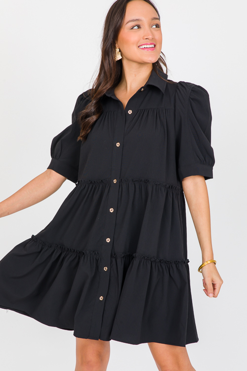 Micah Shirt Dress, Black