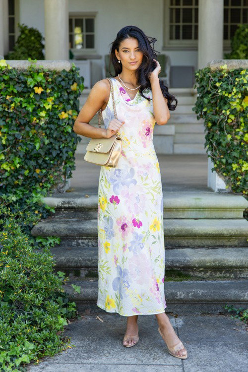 Floral Cowl Neck Maxi, Multi - New Arrivals - The Blue Door Boutique
