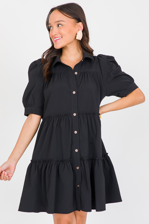 Micah Shirt Dress, Black