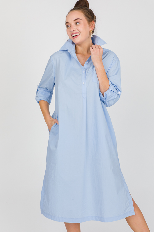 Shirt Dress Midi, Lt. Blue