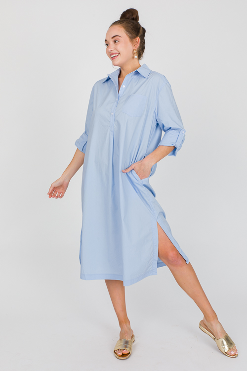 Shirt Dress Midi, Lt. Blue