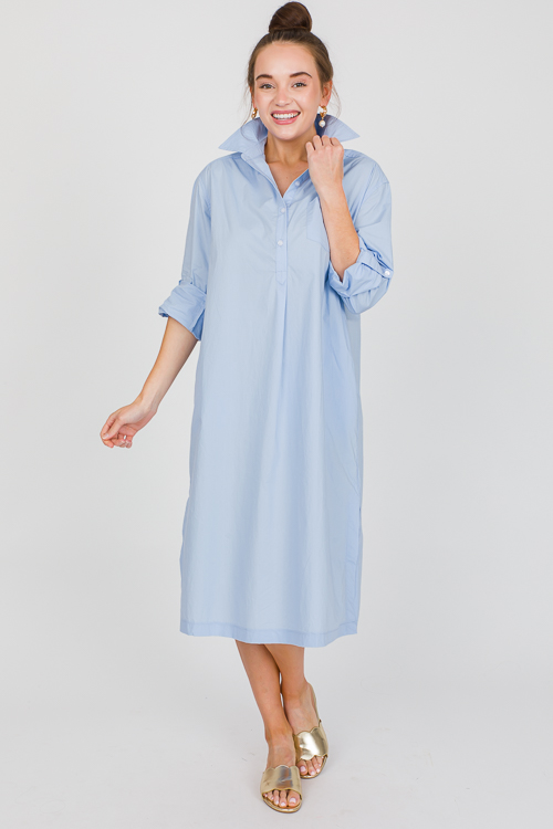 Shirt Dress Midi, Lt. Blue