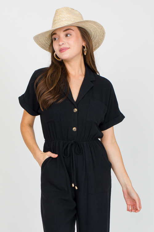 Jana Linen Jumpsuit, Black