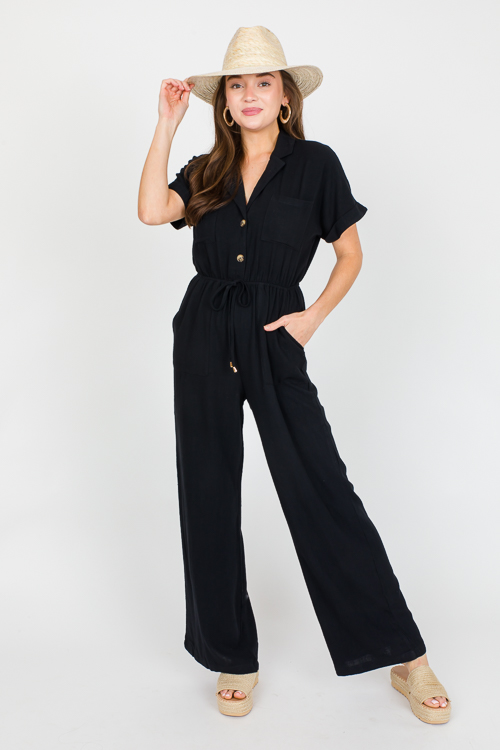 Jana Linen Jumpsuit, Black