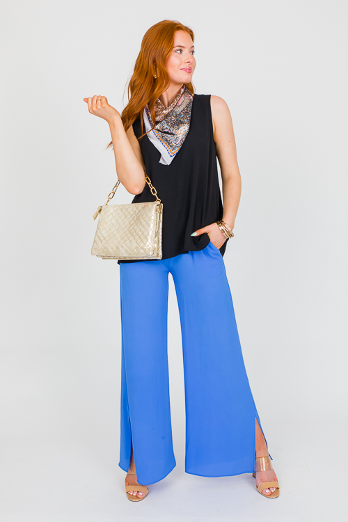 Slit Leg Pants, Clean Blue