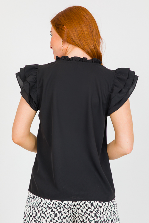 Triple Ruffle Blouse, Black