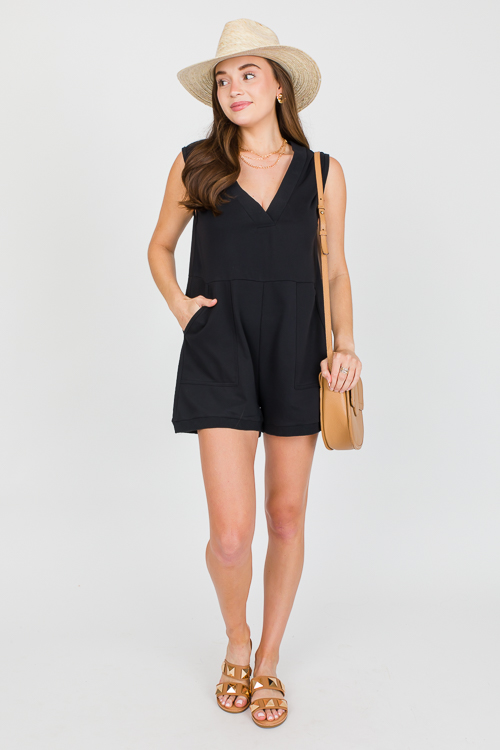 Chill Day Knit Romper, Black