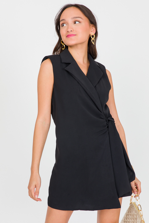 Chic Wrap Front Romper, Black