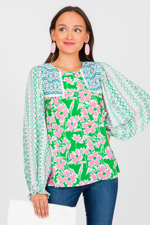 Aztec Contrast Floral Top, K. G