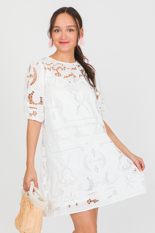 Broderie Dress, Off White