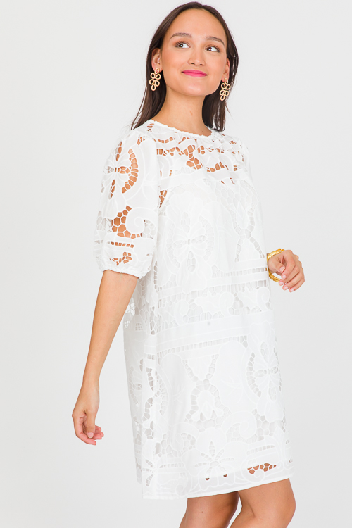 Broderie Dress, Off White